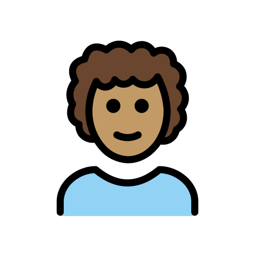 Homem: Pele Morena, Cabelo Cacheado para OpenMoji 16.0