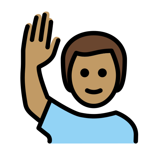 Homem Levantando A Mão: Pele Morena para OpenMoji 16.0