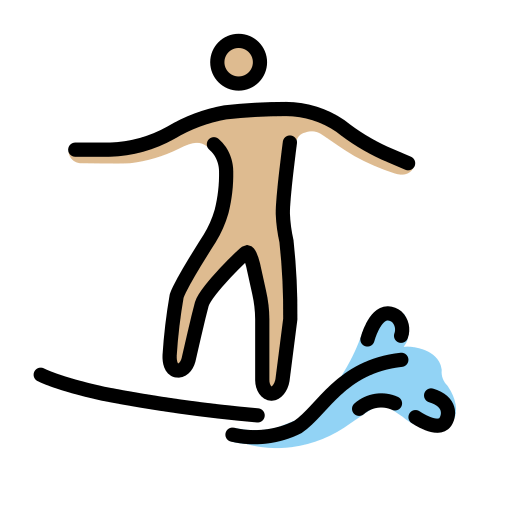 Homem Surfista: Pele Morena Clara para OpenMoji 16.0