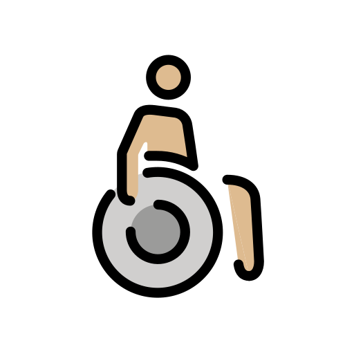 Homem em cadeira de rodas manual virado para a direita: tom de pele médio-claro para OpenMoji 16.0