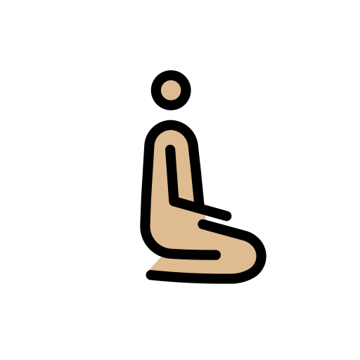 <p>Чоловік на колінах: відтінок шкіри середньо світлий, обличчям вправо</p> для OpenMoji 16.0