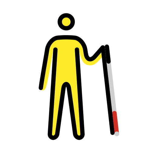 Homem com bengala branca voltado para a direita para OpenMoji 16.0