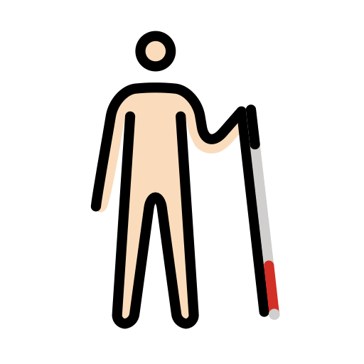 Homem com bengala branca voltado para a direita: tom de pele claro para OpenMoji 16.0