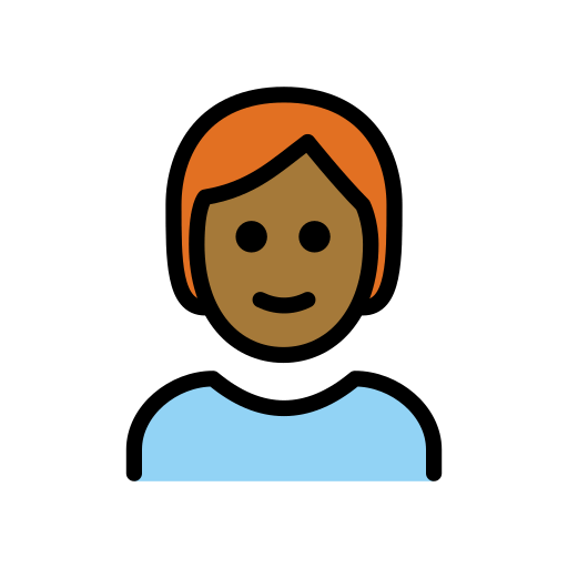 Pessoa: Pele Morena Escura, Cabelo Vermelho para OpenMoji 16.0
