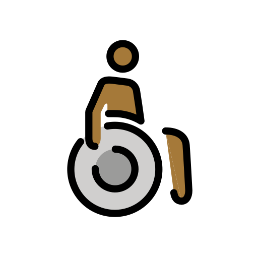 Людина в ручному інвалідному візку, дивиться вправо: середньо-темний тон шкіри для OpenMoji 16.0