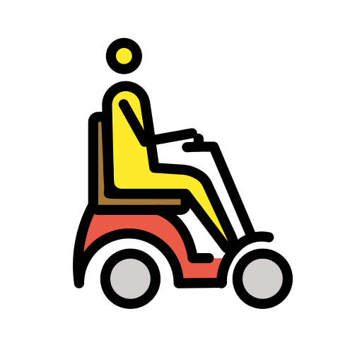 Pessoa em cadeira de rodas motorizada voltada para a direita para OpenMoji 16.0