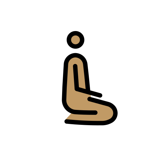 Pessoa ajoelhada de frente para a direita: tom de pele médio para OpenMoji 16.0