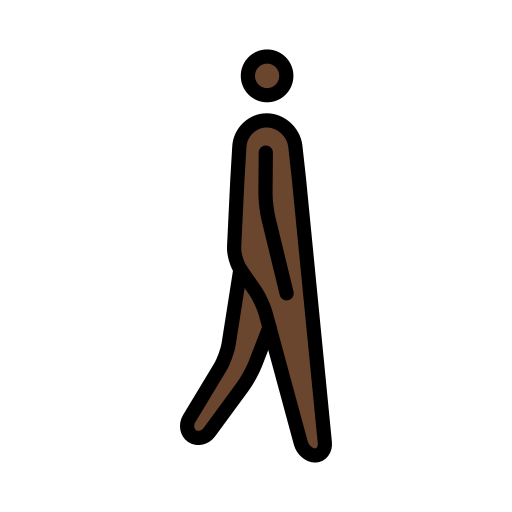 Pessoa caminhando de frente para a direita: tom de pele escuro para OpenMoji 16.0