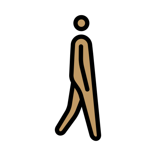 Pessoa caminhando de frente para a direita: tom de pele médio para OpenMoji 16.0