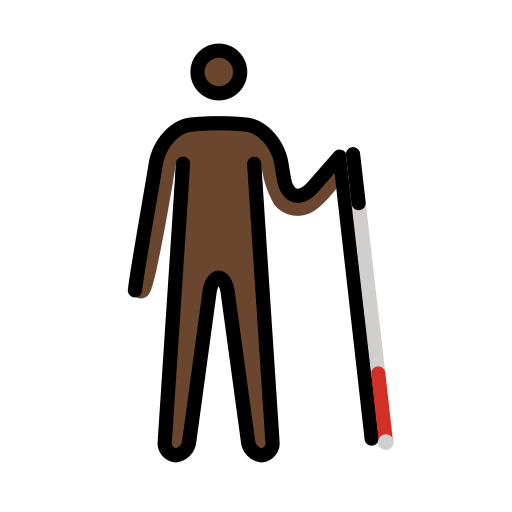 <p>Особa з білою палицею: Темношкірий, що дивиться праворуч</p> для OpenMoji 16.0