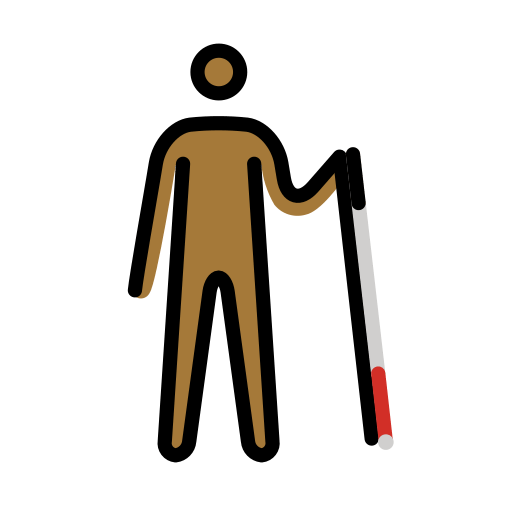 Pessoa com bengala branca voltada para a direita: tom de pele médio-escuro para OpenMoji 16.0