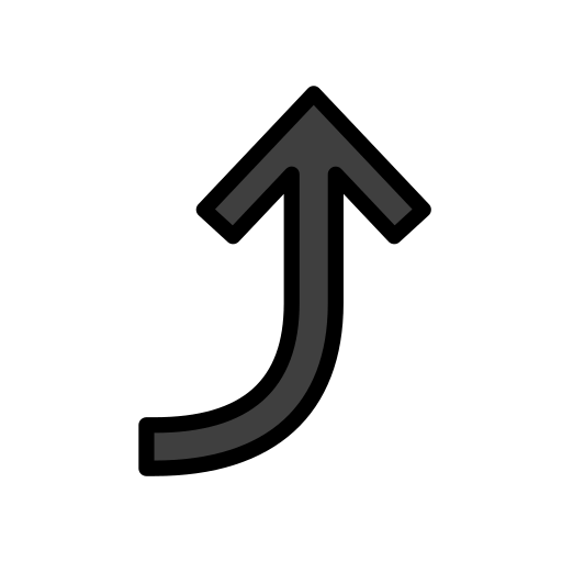 Стрілка вправо з поворотом вгору для OpenMoji 16.0