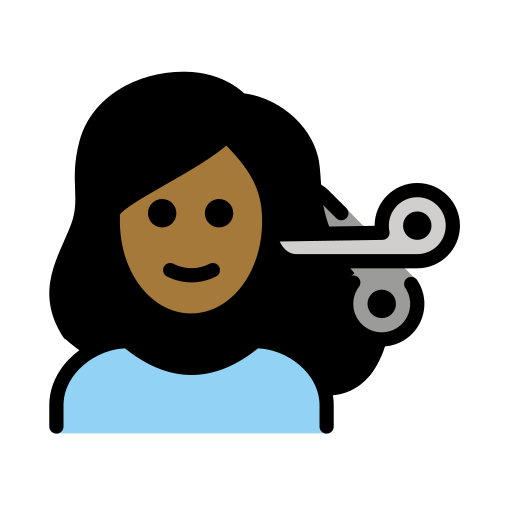 Mulher Cortando O Cabelo: Pele Morena Escura para OpenMoji 16.0