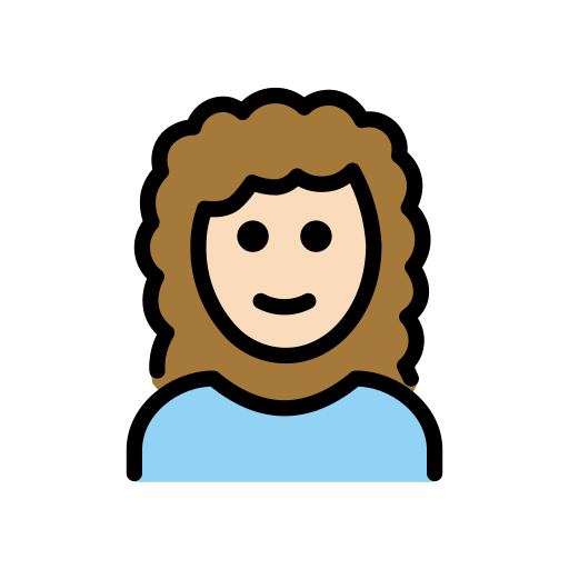 Жінка: дуже світлий тон шкіри кучеряве волосся для OpenMoji 16.0