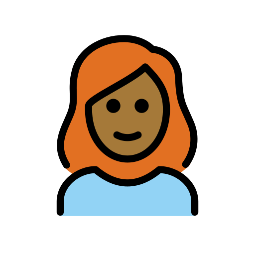 Mulher: Pele Morena Escura, Cabelo Vermelho para OpenMoji 16.0