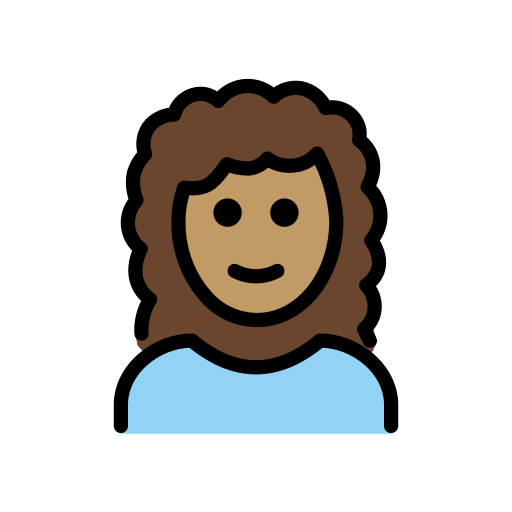 Mulher: Pele Morena, Cabelo Cacheado para OpenMoji 16.0