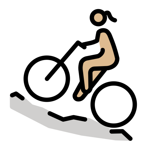 Mulher Fazendo Mountain Bike: Pele Morena Clara para OpenMoji 16.0