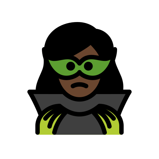 Жінка-суперлиходій: дуже темний тон шкіри для OpenMoji 16.0