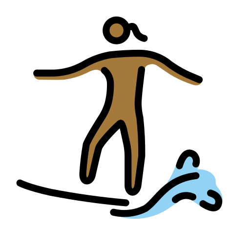 Mulher Surfista: Pele Morena Escura para OpenMoji 16.0