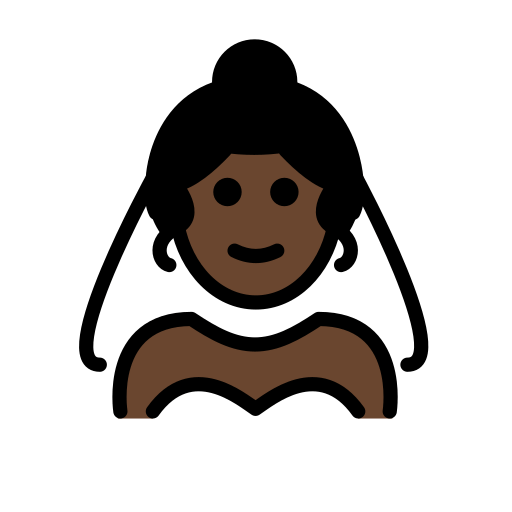 Женщина в фате: очень темный тон кожи для OpenMoji 16.0