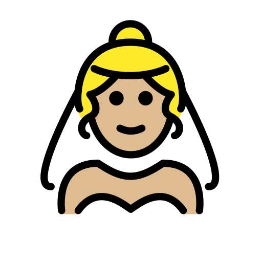 Noiva Com Véu: Pele Morena Clara para OpenMoji 16.0