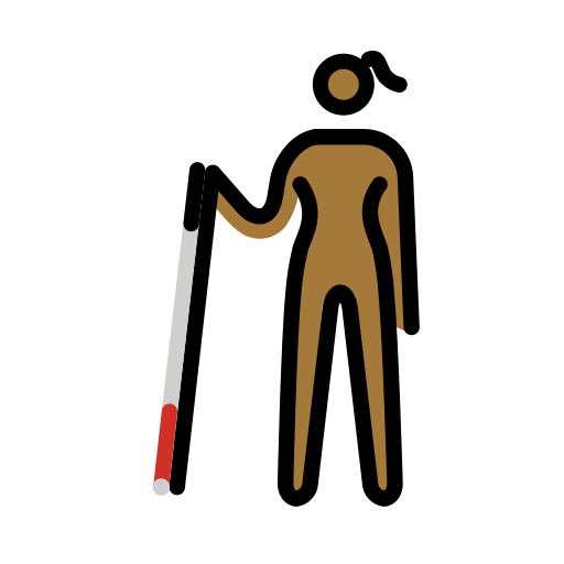 Жінка з тростиною для ходьби: темний тон шкіри для OpenMoji 16.0