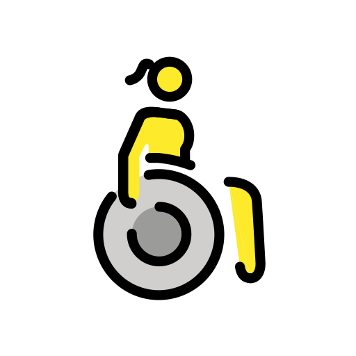 Mulher em cadeira de rodas manual voltada para a direita para OpenMoji 16.0