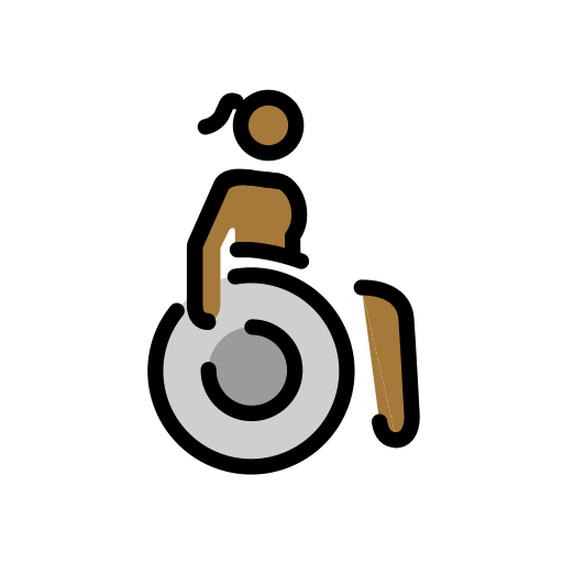 Жінка в ручному інвалідному візку дивиться праворуч: середньо-темний тон шкіри для OpenMoji 16.0