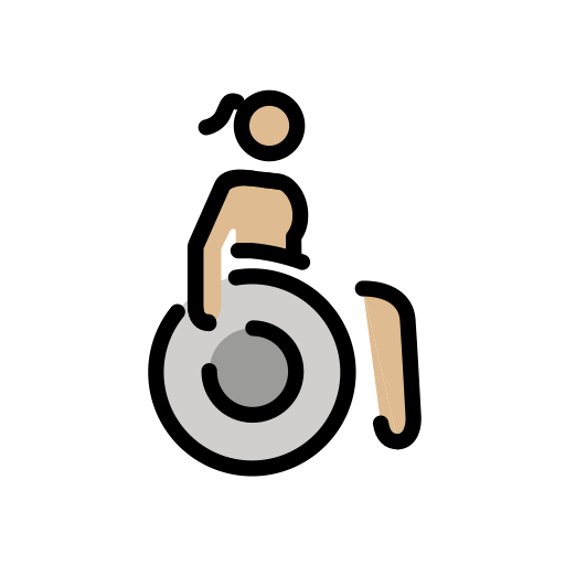 Mulher em cadeira de rodas manual voltada para a direita: tom de pele médio-claro para OpenMoji 16.0
