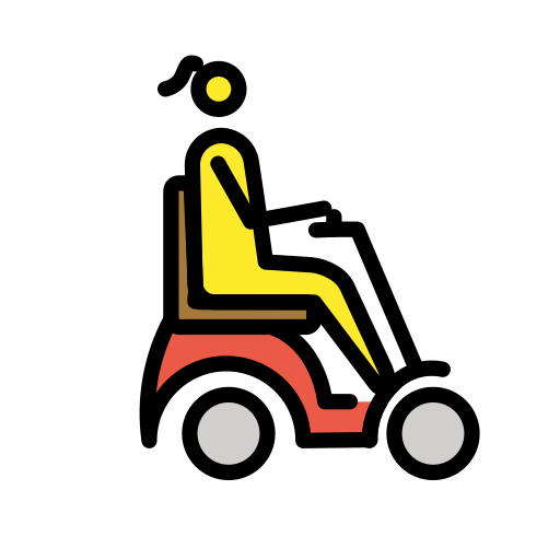 Mulher em cadeira de rodas motorizada voltada para a direita para OpenMoji 16.0