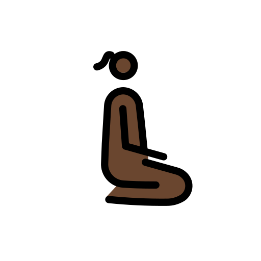 Mulher ajoelhada de frente para a direita: tom de pele escuro para OpenMoji 16.0