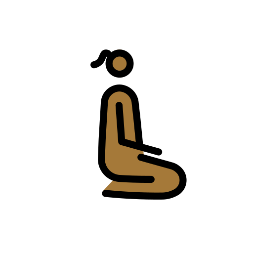 <p>Жінка, яка стоїть на колінах: середньо-темний тон шкіри, дивиться праворуч</p> для OpenMoji 16.0