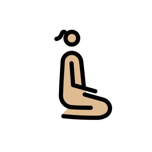 Mulher ajoelhada de frente para a direita: tom de pele médio-claro para OpenMoji 16.0