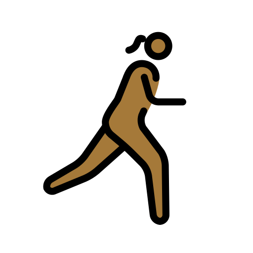 Mulher correndo de frente para a direita: tom de pele médio-escuro para OpenMoji 16.0