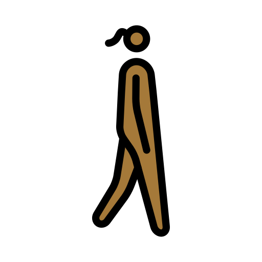 Mulher caminhando de frente para a direita: tom de pele médio-escuro para OpenMoji 16.0