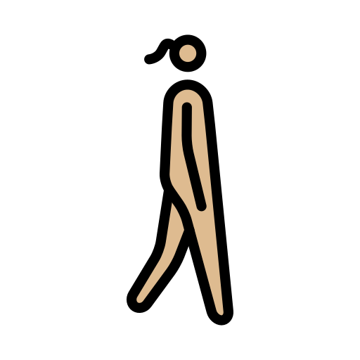 Mulher caminhando de frente para a direita: tom de pele médio-claro para OpenMoji 16.0