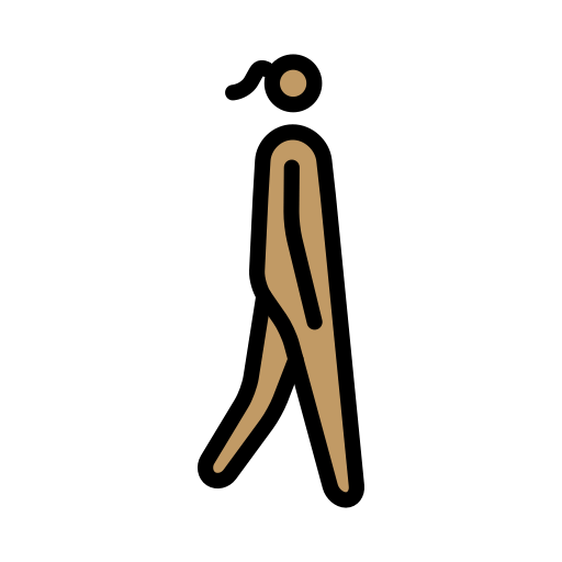 Mulher caminhando de frente para a direita: tom de pele médio para OpenMoji 16.0