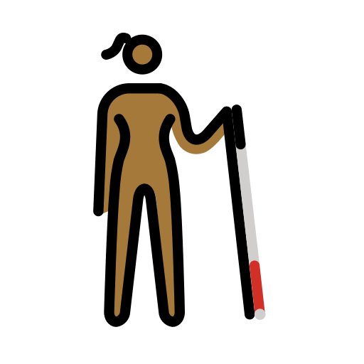 Mulher com bengala branca voltada para a direita: tom de pele médio-escuro para OpenMoji 16.0