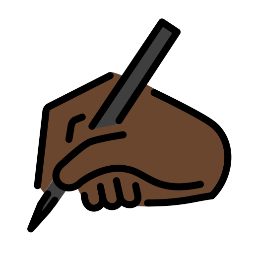 Пишущая рука: очень темный тон кожи для OpenMoji 16.0