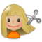 Femme Qui Se Fait Couper Les Cheveux: Peau Moyennement Claire Femme Qui Se Fait Couper Les Cheveux: Peau Moyennement Claire