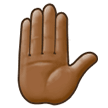 Erhobene Hand: Mitteldunkle Hautfarbe Erhobene Hand: Mitteldunkle Hautfarbe