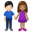 हाथ में हाथ लिए महिला–पुरुष: मध्यम रंग की त्वचा, हल्के रंग की त्वचा