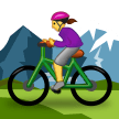 पहाड़ पर साइकिल चलाती महिला