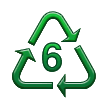 Simbolo di riciclaggio per la plastica di tipo 6