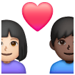 Couple avec cœur - Homme: Peau Claire, Femme: Peau Foncée Couple avec cœur - Homme: Peau Claire, Femme: Peau Foncée