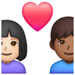 Couple avec cœur - Homme: Peau Claire, Femme: Peau Moyennement Foncée Couple avec cœur - Homme: Peau Claire, Femme: Peau Moyennement Foncée