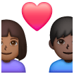 Couple avec cœur - Homme: Peau Moyennement Foncée, Femme: Peau Foncée Couple avec cœur - Homme: Peau Moyennement Foncée, Femme: Peau Foncée