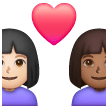 Couple avec cœur: Femme, Femme, Peau Claire, Peau Moyennement Foncée Couple avec cœur: Femme, Femme, Peau Claire, Peau Moyennement Foncée