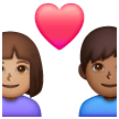 Couple avec cœur - Homme : teint moyen, Femme : teint moyen-foncé pour Samsung One UI 7.0 April 2025
