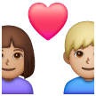 Пара з серцем-чоловік: середній тон шкіри, жінка: середньо-світлий тон шкіри для Samsung One UI 7.0 April 2025